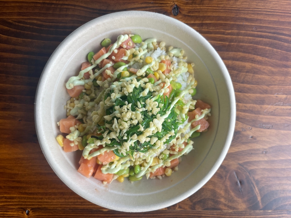 Salmon Bowl at Island Fin Poké Co. Beachwalk
