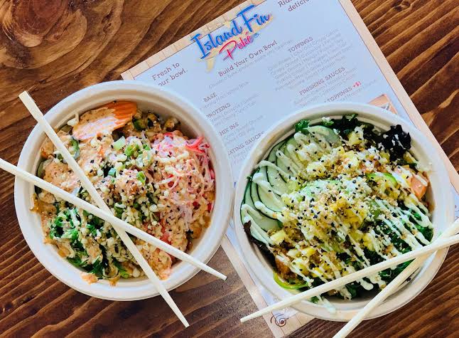 Two Island Fin Poké bowls on a menu at Beachwalk